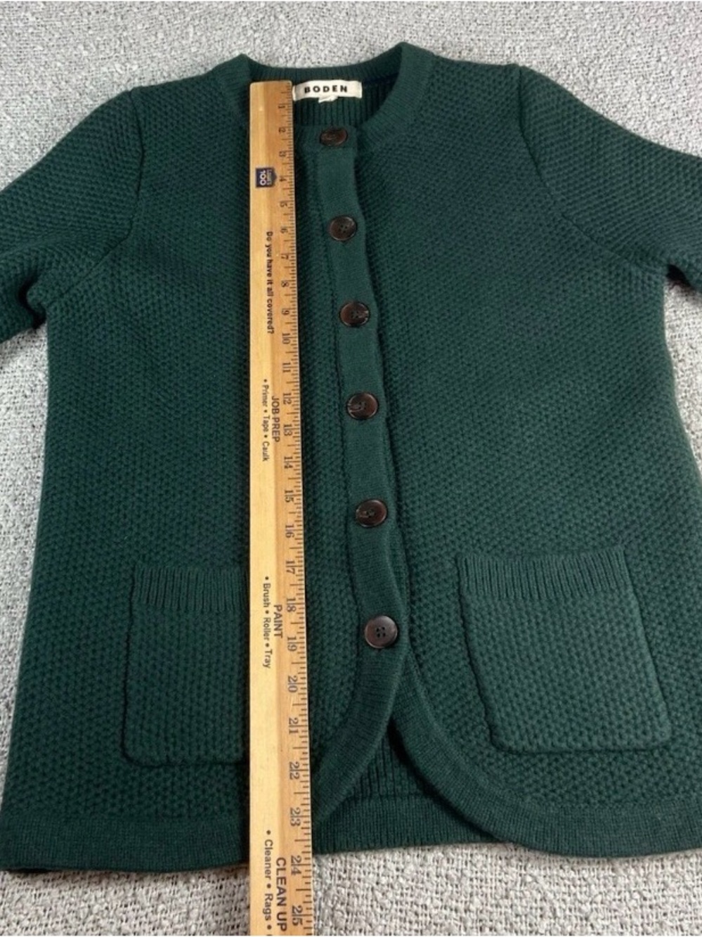 Boden Wool Cardigan Sweater Button Women’s Size 4 Excellent Condition Dark Green - Picture 6 of 8